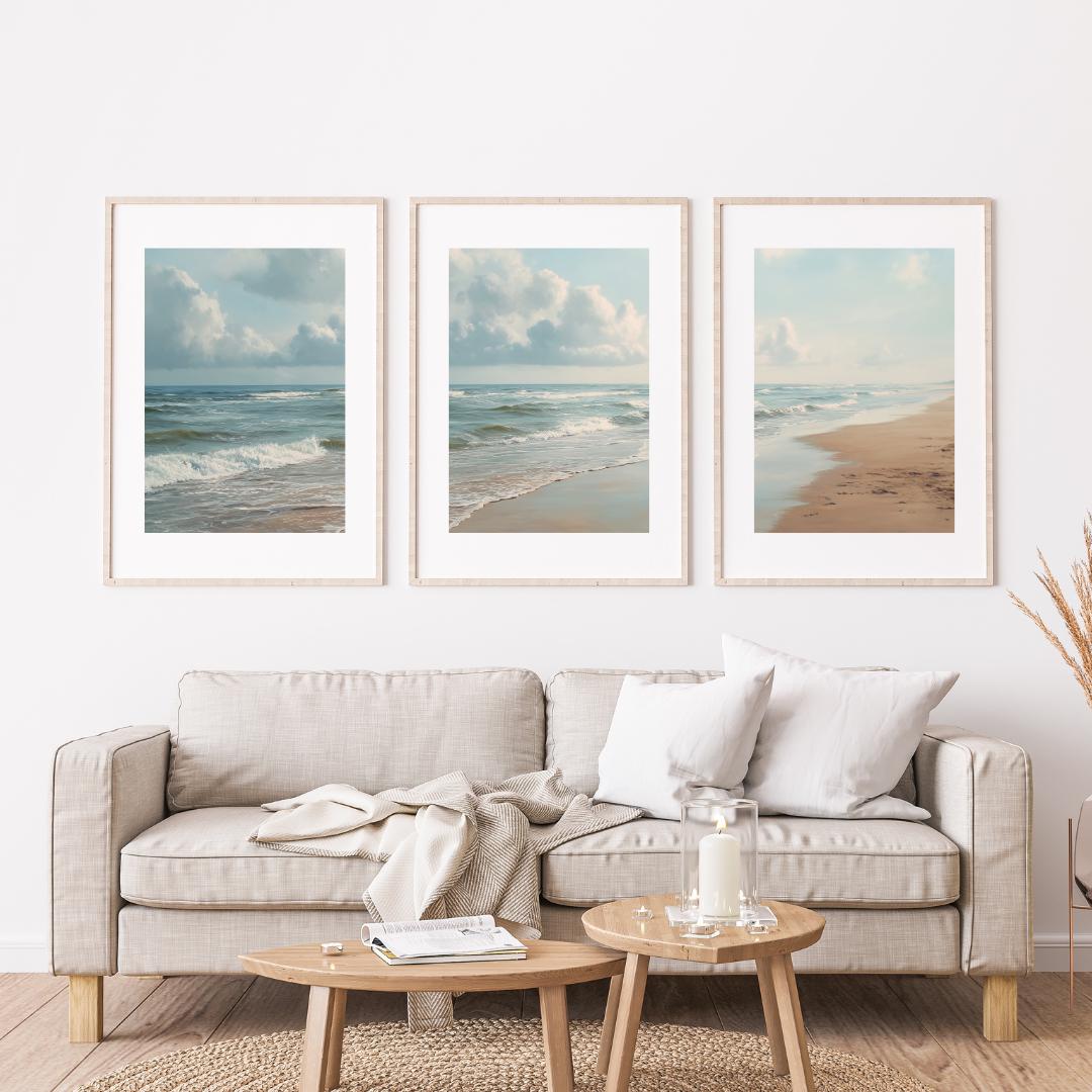 ชุดภาพพิมพ์สามชิ้นลายชายหาดทะเ - Abstract Canvas Set บทวิจารณ์และราคา