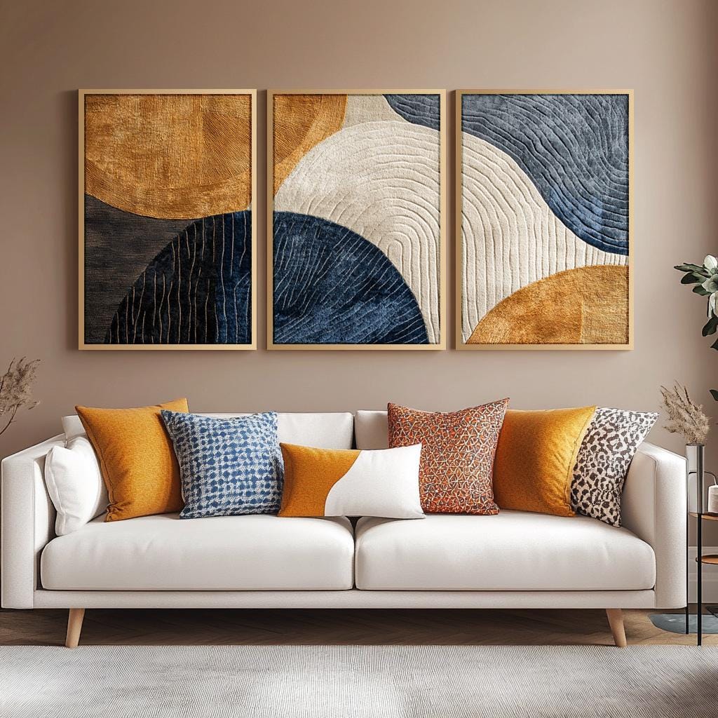 ภาพวาดบนผ้าใบไร้กรอบ 3 ชิ้น ชุ - Abstract Canvas Set บทวิจารณ์และราคา