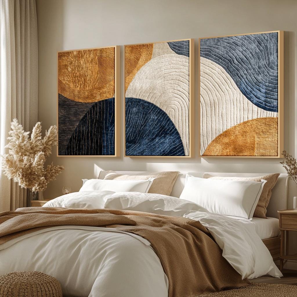 ภาพวาดบนผ้าใบไร้กรอบ 3 ชิ้น ชุ - Abstract Canvas Set บทวิจารณ์และราคา