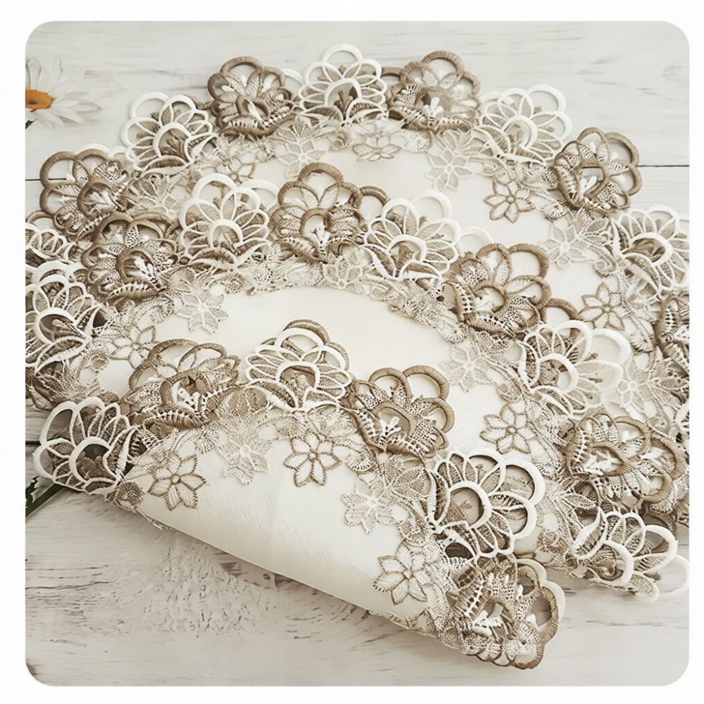 แผ่นรองจานลูกไม้ทรงกลมสุดประณี - Table Runner บทวิจารณ์และราคา