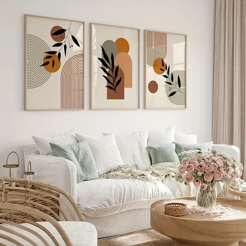 3 ชิ้นโปสเตอร์นามธรรมรูปทรงเรข - Abstract Canvas Set บทวิจารณ์และราคา